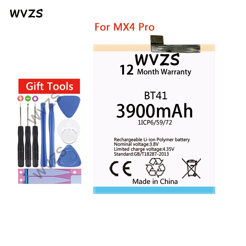Wvzs 3900 мАч литий полимерный аккумулятор Батарея BT41 для Meizu MX4 Pro замена