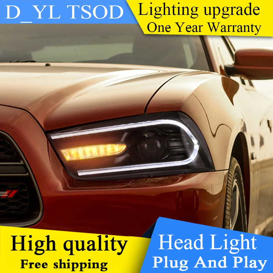 

Автомобиль Стайлинг Для Dodge charger светодиодный ная фара 2011-2014 Dodge charger светодиодный DRL + Динамический сигнал поворота Биксеноновые аксессуары ...