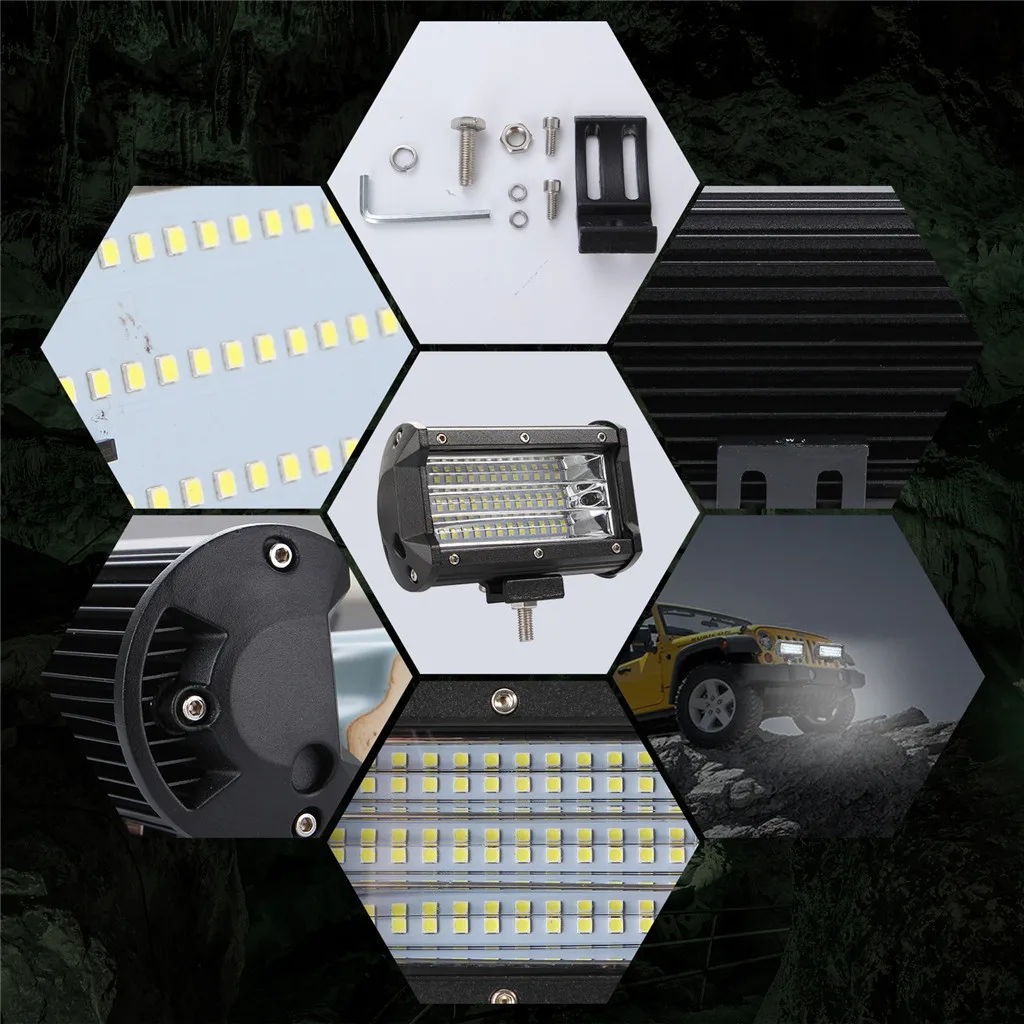 Car LED light 108W5in Combo Work Light Spotlight Off-road headlight DRL Driving Fog Lamp Truck Boat with mounting bracket | Автомобили и