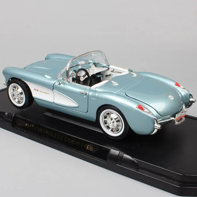 1/18 большой дорожный фирменный классический автомобиль Chevrolet Corvette 1957 Chevy vette металлические Литые и игрушечные машинки Миниатюрные модели автомобилей