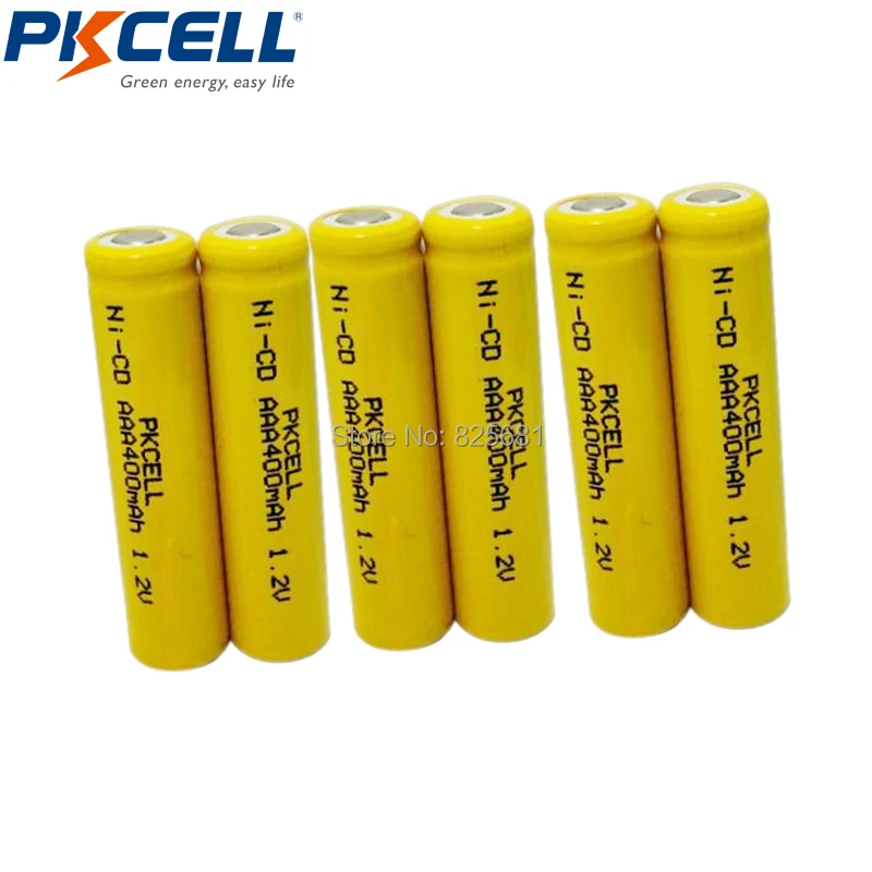 

6Pcs PKCELL Nicd Flat top Batteries 400mah AAA 1.2V Rechargeable Battery For Camera Toys