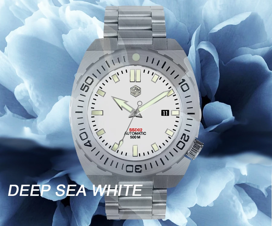 Мужские часы Lugyou San Martin Deep Sea Diver, автоматический Сапфир, водонепроницаемость 500 м, светящаяся нержавеющая сталь, ограниченная серия
