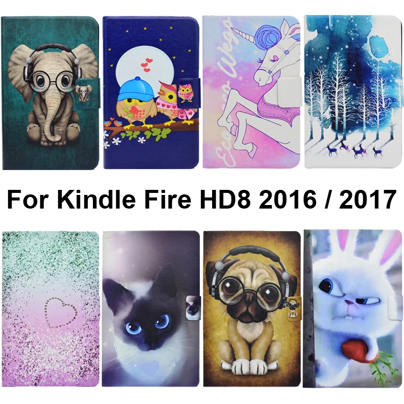 Мягкий TPU чехол для Amazon Fire HD8 2016 из искусственной кожи HD 8 2017 2018 в виде ракушки сумка