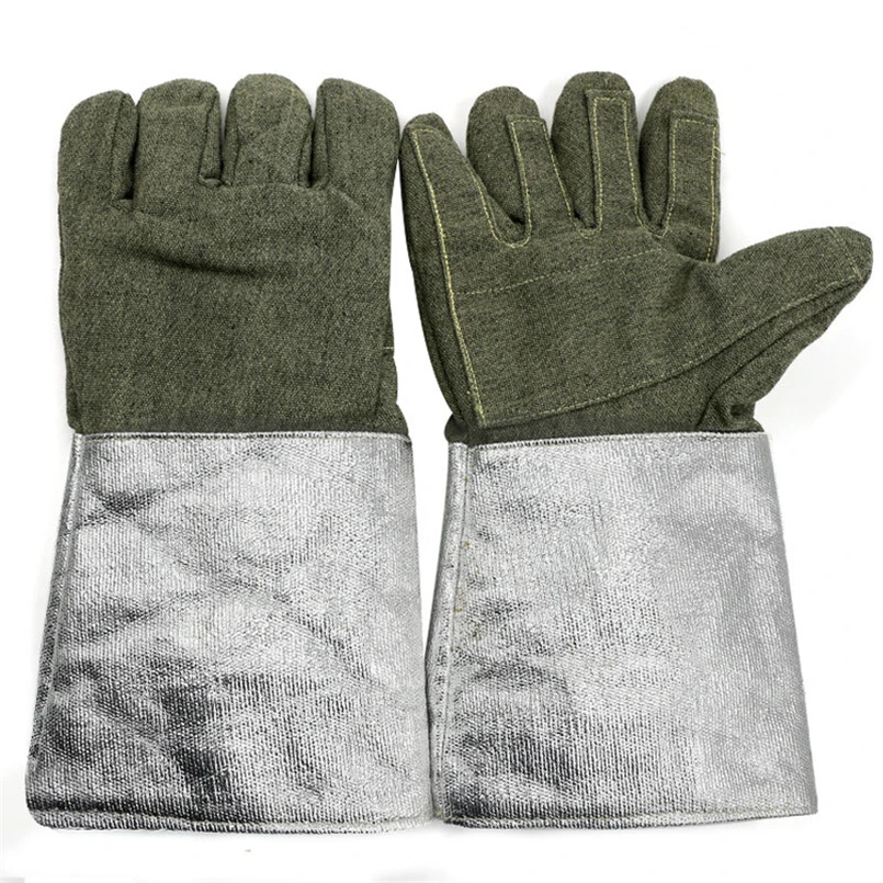 CK Tech. Heat Insulation 1000 Degree Aluminum Foil Gloves High Temperature Working Flexible Anti-scald Glove Fire Protection |
