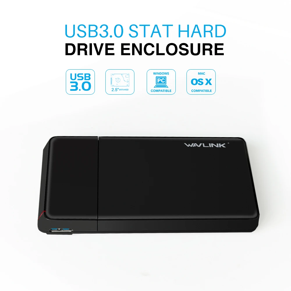 Wavlink SATA USB 3,0 Корпус жесткого диска UASP Внешний чехол для 7 мм 9,5 мм 2,5 дюйма SATA/HDD/SSD с usb-кабелем и отверткой
