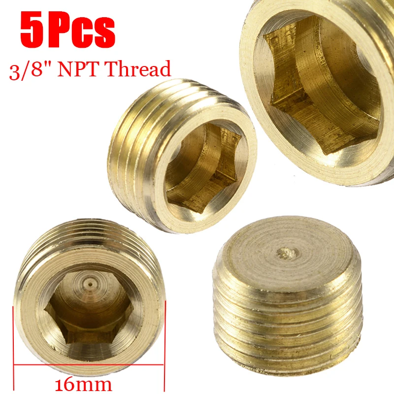 Internal Hex Socket Pipe Plugs G3/8 3/8" NPT Thread 5pcs Set Durable Copper | Автомобили и мотоциклы