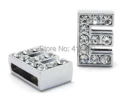 Алфавит E со стразами для браслета 8 мм 50 шт.