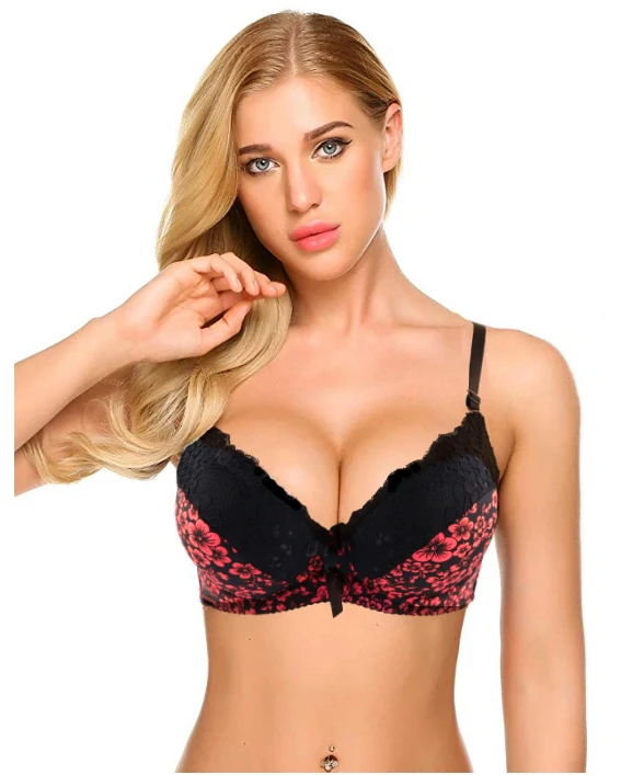 Beauwear, сексуальные бюстгальтеры пуш-ап для женщин, цветочный принт, кружевной хлопковый бюстгальтер с чашечками, французский женский бюстгальтер с вышивкой, женское белье, размер 34A-42D
