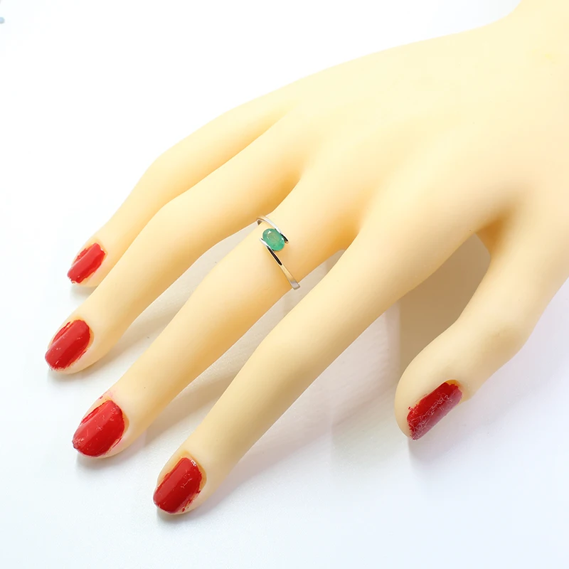 Кольцо Серебро Изумрудное кольцо для помолвки 4 мм * 6 натуральный I класса