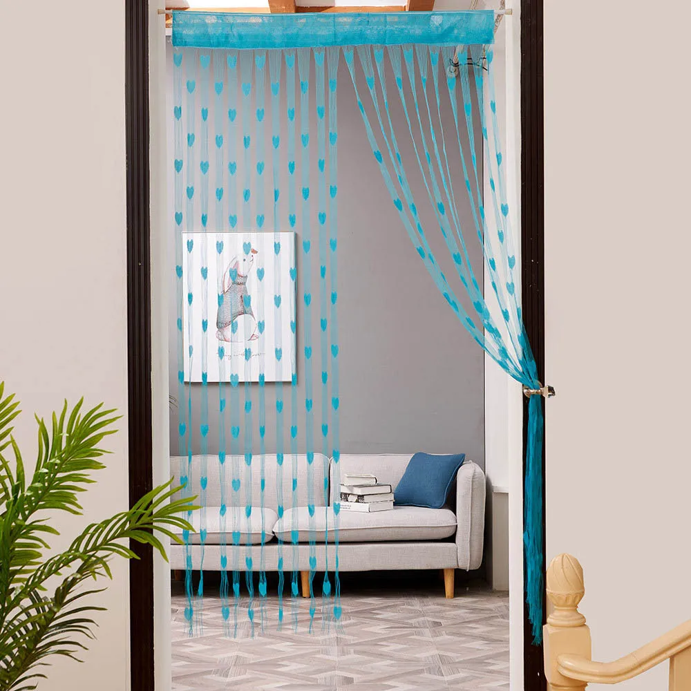 Sky blue 50x200 см любовь сердце струнная занавеска для окна или двери разделитель отвесная занавеска балдахин блестящая кисточка Вспышка Серебряная линия струнная занавеска - Цвет: Sky blue