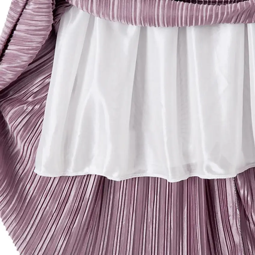 

CHAMSGEND Women Vintage Casual High Waist Long Solid Fashion Daily Pleated Skirt drop shippping B730