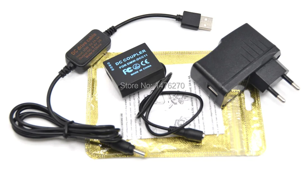 DMW-DCC11 BLG10 BLE9 пустышка батарея+ мобильный Банк питания кабель+ USB адаптер для Lumix GF5 GF6 GX80 GX85 GX86CGK GX7 Mark II ZS60 TZ85
