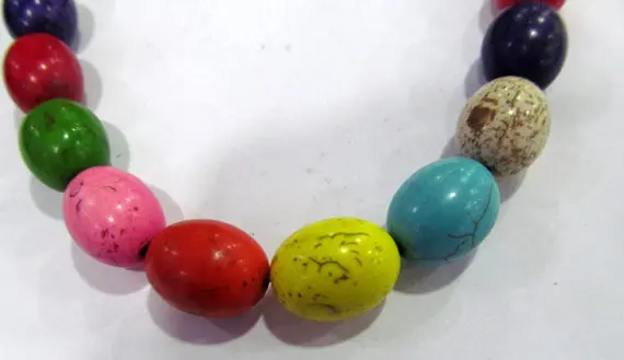 

2strands 8-20mm Rainbow Turquoise stone drum rice barrel muticolor For necklace loose Bead