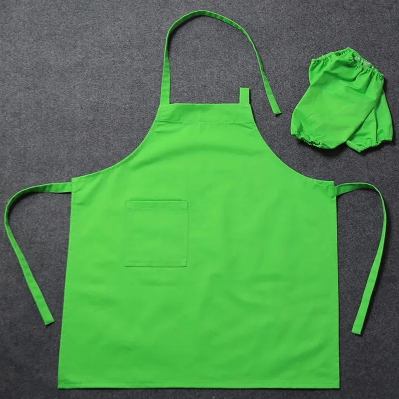 Детский длинный хлопковый фартук и нарукавник Детская школьная одежда для