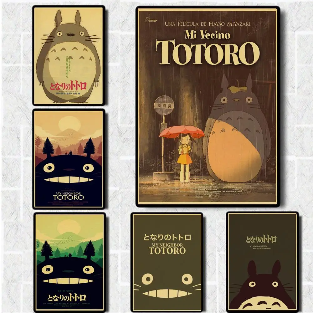 

Hayao Miyazaki Anime My Neighbor Totoro Poster For Room Decor Kraft Paper Vintage Printed Posters Art wall stickers painitng
