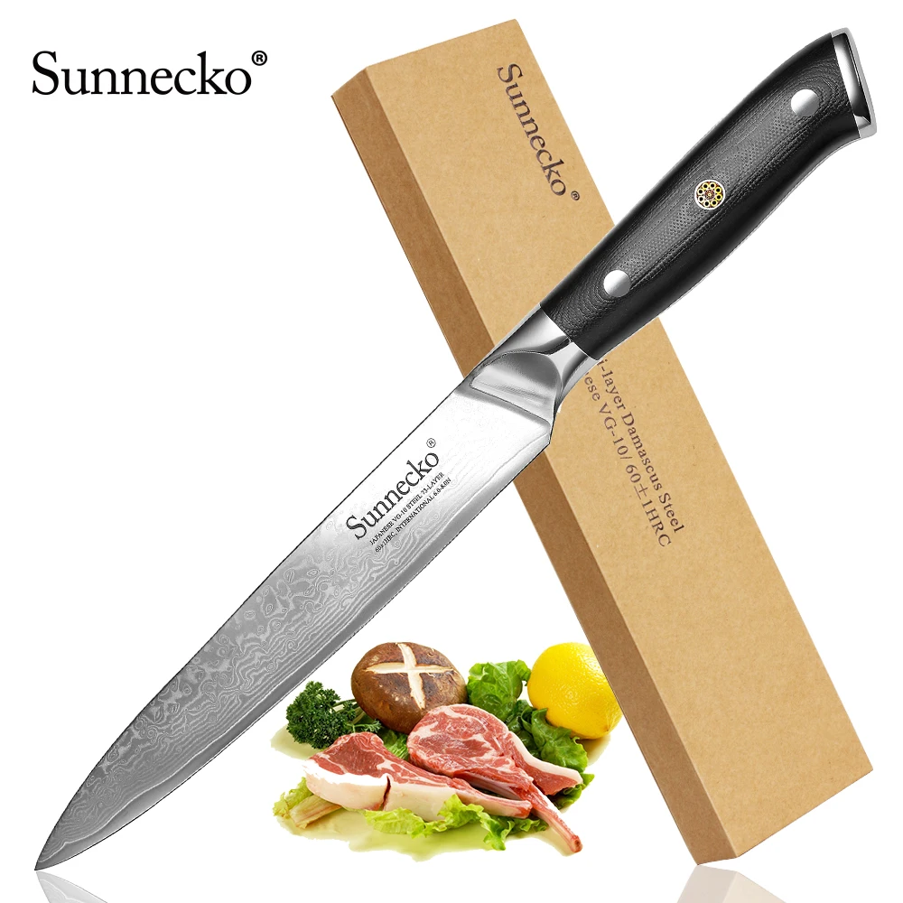 SUNNECKO, 8 дюймов, кухонный нож, бритва, острый, японский, VG10, стальные лезвия, ножи G10, ручка, Дамаск, шеф-повара, ножи для нарезки