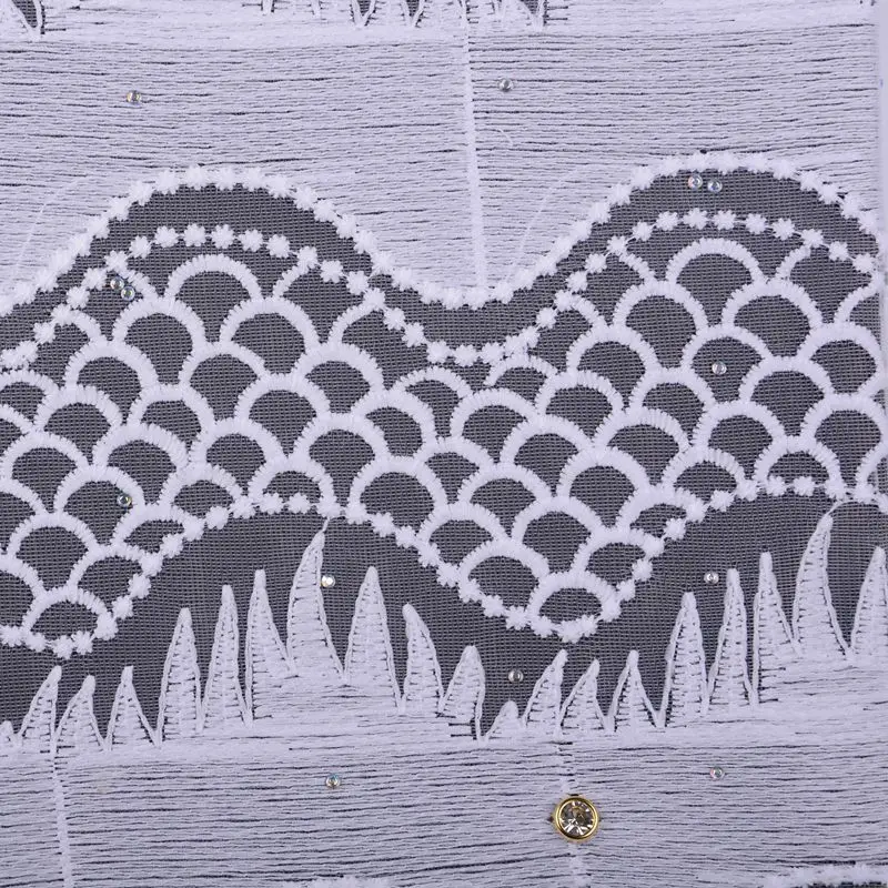 Новейшая мода молочный шелк материал африканская кружевная ткань с камнями