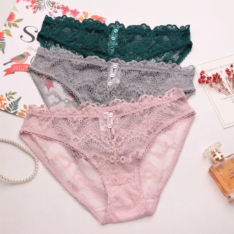 SP & CITY женские кружевные трусики с вышивкой на пуговицах прозрачные однотонные