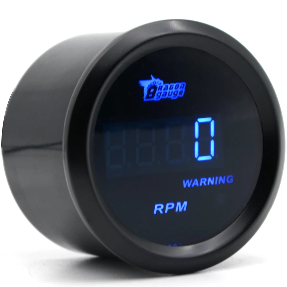 Дракон Калибр 2 ''52 мм Тахометр RPM калибр 4 6 8 цилиндр черный цвет Цифровой синий светодиод