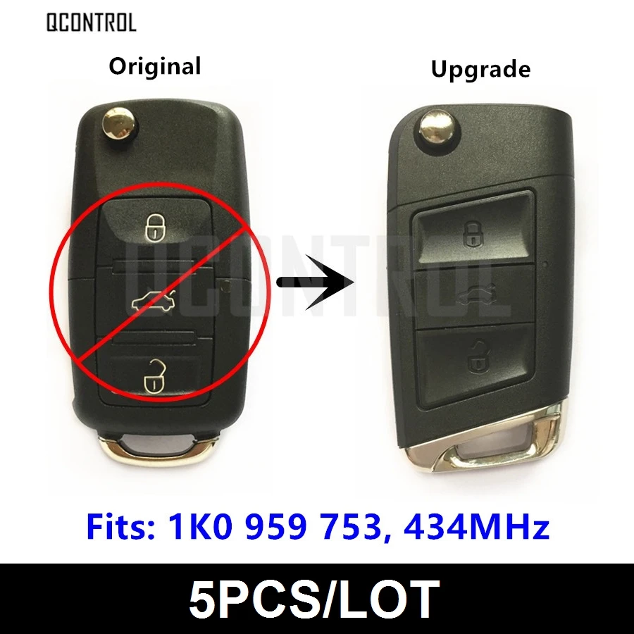 Обновленный Автомобильный Дистанционный ключ QCONTROL 1K0959753 / 1K0 959 753 434 МГц для