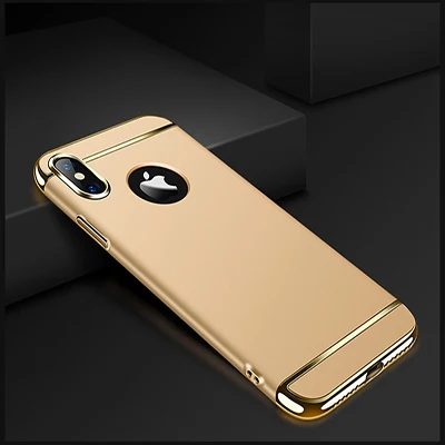 Gold Роскошный Золотой Жесткий Чехол для iPhone 11 Pro 5 5S SE X задняя крышка Xs Max XR Съемный 3 в 1 Fundas чехол для iPhone 8 7 6 6s Plus сумка - Цвет: Gold