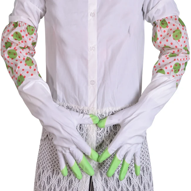 

50CM lengthen PVC latex safety gloves with velvet linning and cotton thickening velvet great for winter thermal protecting