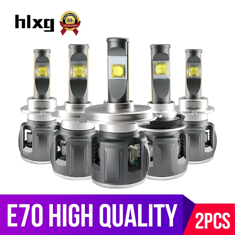 HLXG 2 шт. H4 H8 H11 LED 9005 HB3 9006 D1S D2S H7 комплект светодиодных фар лампы E70 чипы 6000k 12000LM 120 Вт