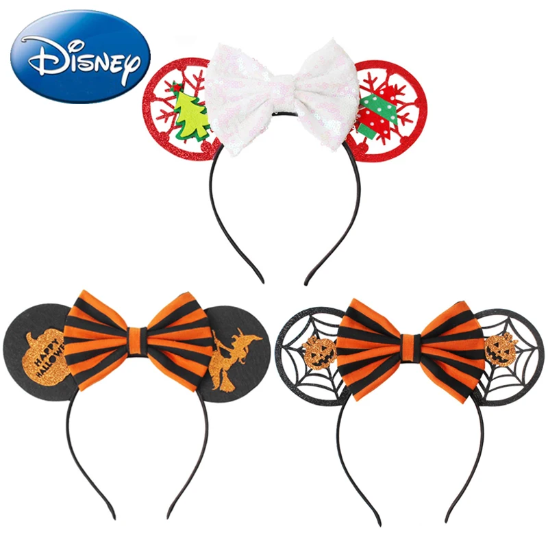 Новинка Disney Kawaii Женская повязка на голову с бантами Рождественские уши