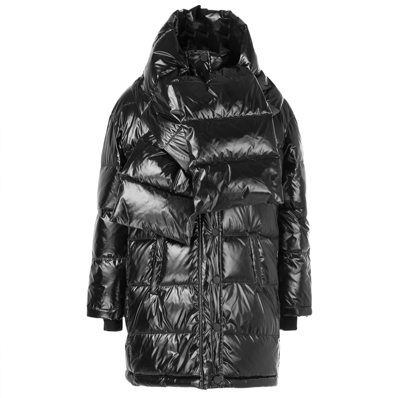 Пуховик женский зимний в европейском стиле с шарфом 2021 O692 | Женская одежда