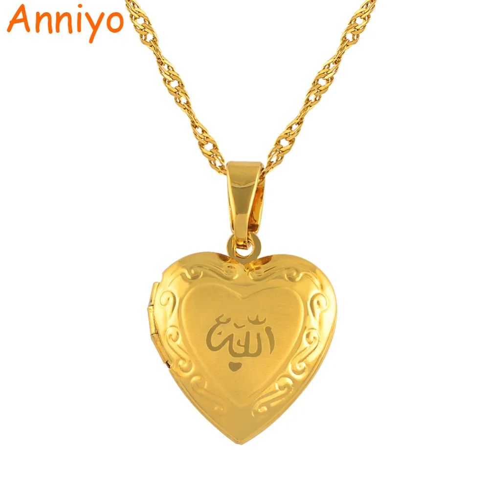Anniyo/Сердце Аллах ожерелье с подвеской для женщин мусульманские украшения мужчин