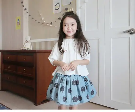 5 шт./лот юбка для маленьких девочек детская одежда синие юбки с принтом кота От 2