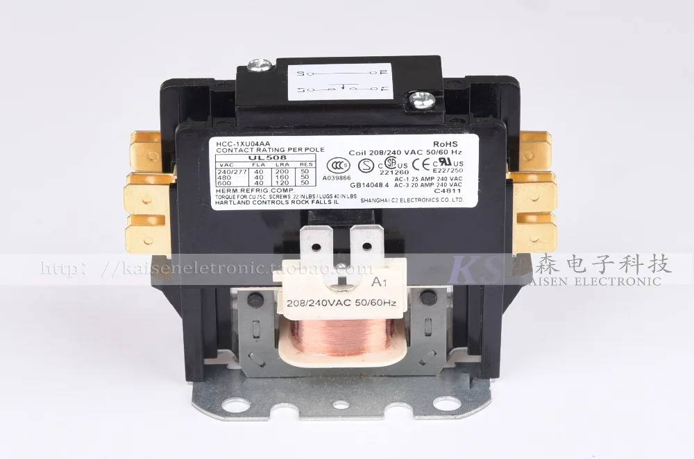 

208V/240V 30A single phase HCC-1NU02AAC ULCSA HVAC heat pump AC contactor