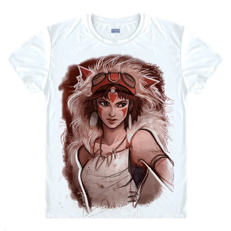 Футболка Mononoke Hime Princess мужская повседневная футболка Emishi Prince Ashitaka Премиум с
