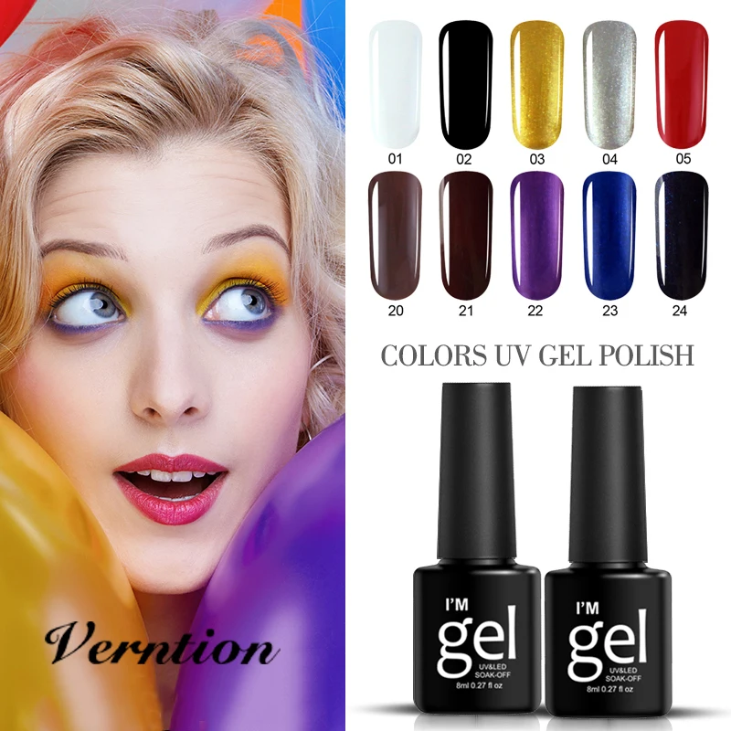 Verntion Гель лак 29 Цвета гель для ногтей длительный Soak Off Gel Lucky Эмаль полу постоянный