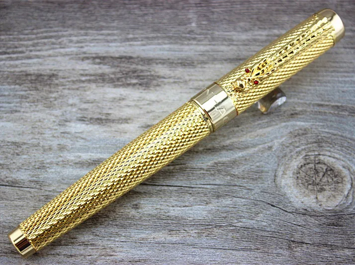 Jinhao 1200 полная Золотая сетка роликовая шариковая ручка ДРАКОН с красным