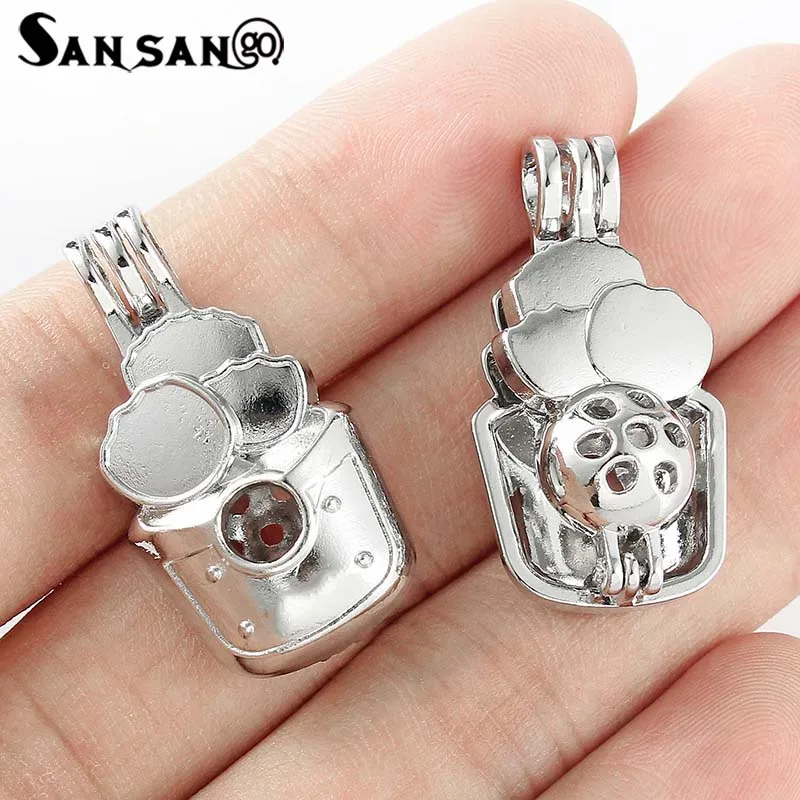 

5pcs Tibetan Silver Cat Angel Butterfly Pearl Bead Locket Cage Essential Oil Diffuser For DIY Making Pendant Necklace Jewelry