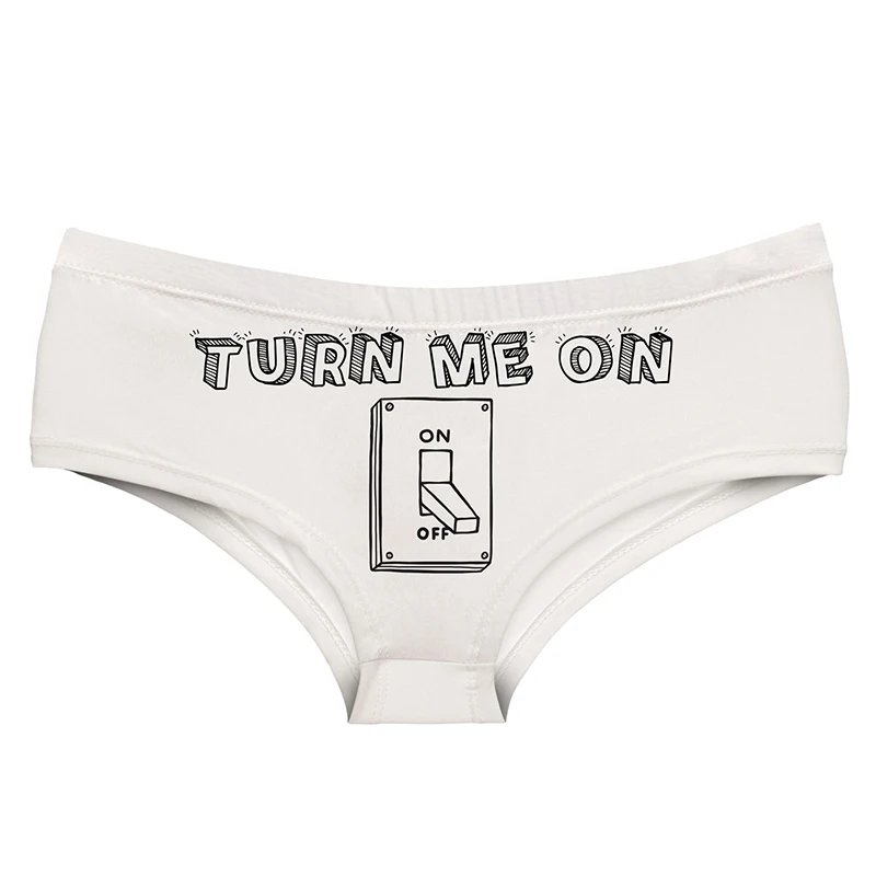 

DeanFire Turn Me On Cartoon Print Hipster Panties Underwear Super Soft Kawaii Lovely Female Push Up Briefs Lingerie Thong