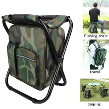 Folding Camping Fishing Chair Stool Backpack with Cooler Insulated Picnic Bag Hiking Camouflage Seat Table Bag