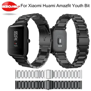 Сменный металлический ремешок из нержавеющей стали для Xiaomi Huami Amazfit Bip BIT Lite Youth Smart Watch, носимый браслет, ремешок для часов 20 мм