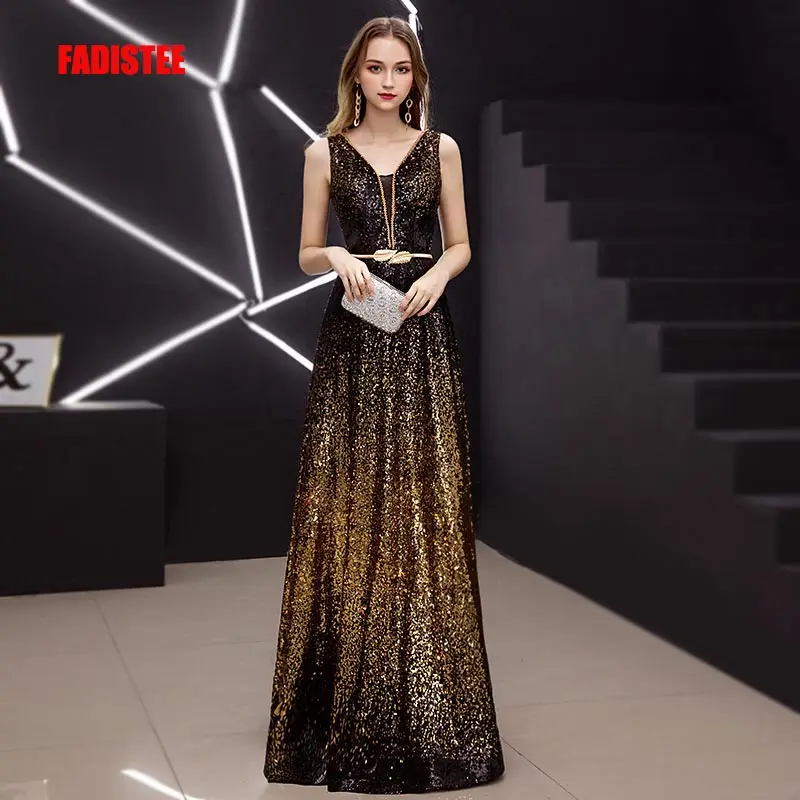 Новое поступление Элегантное Длинное Вечернее Платье vestido de noiva вечерние серовские бусы выпускное роскошное длинное платье с блестками с v-образным вырезом сексуальное