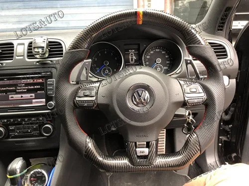 GOLF 6 R Настоящее углеродное волокно руль для FIT VW Golf 6 GTI MK6 Замена(немецкий флаг линии - Цвет: GOLF 6 R