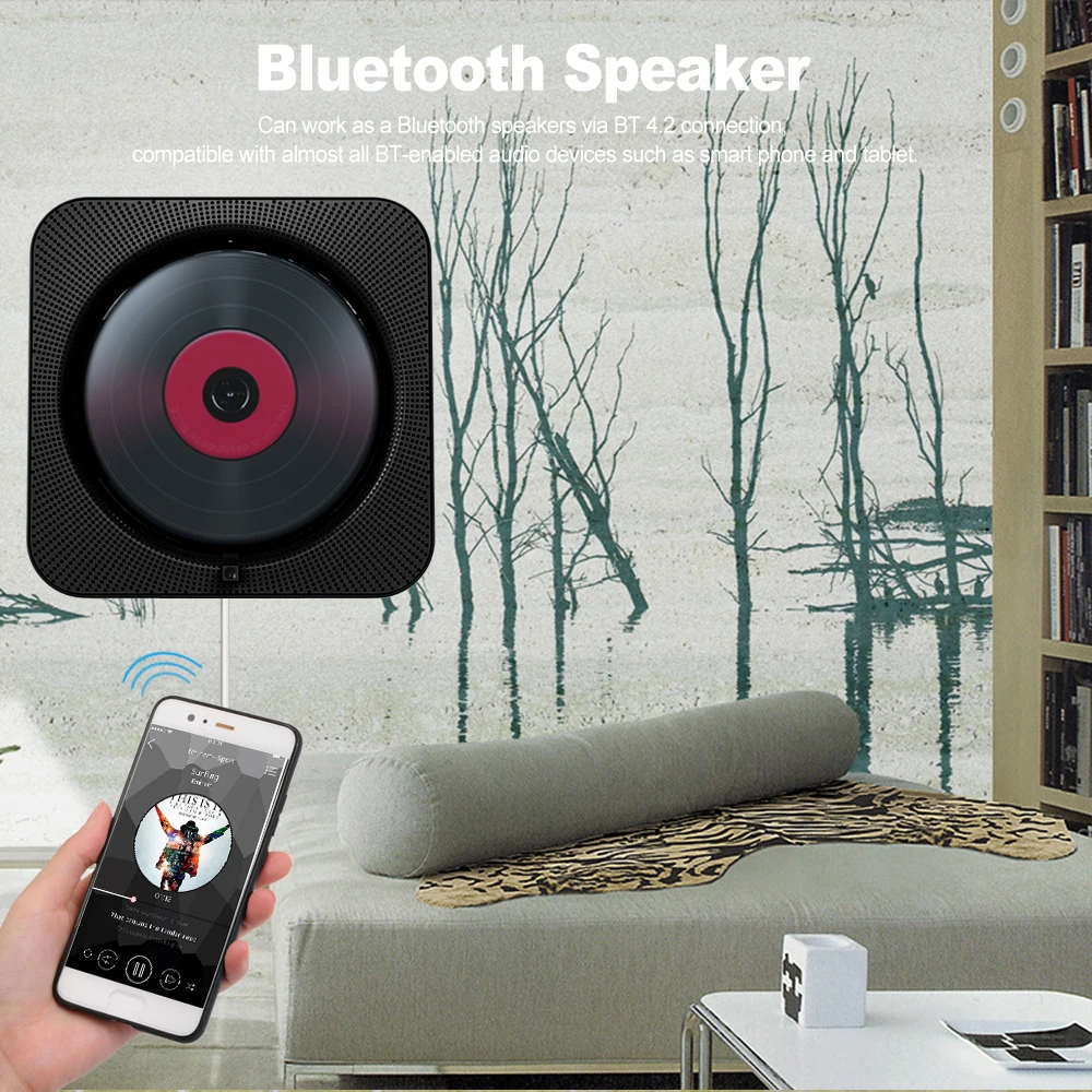 AV порт dvd-плеер портативный настенный Bluetooth HiFi CD музыкальный плеер с пультом дистанционного управления fm-радио Бумбокс настольная подставка