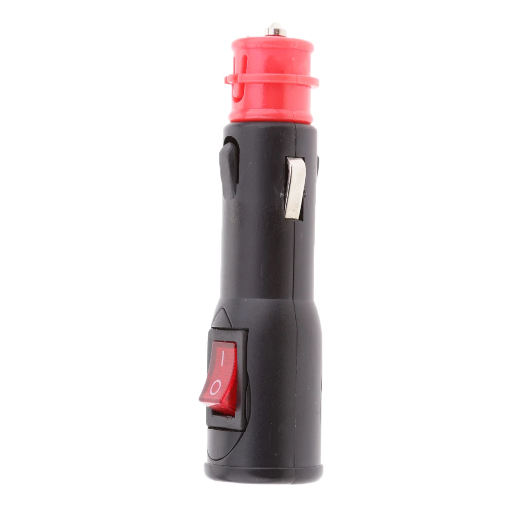 

Car Cigarette Lighter Male Plug Connector On Off Switch with Red LED Light