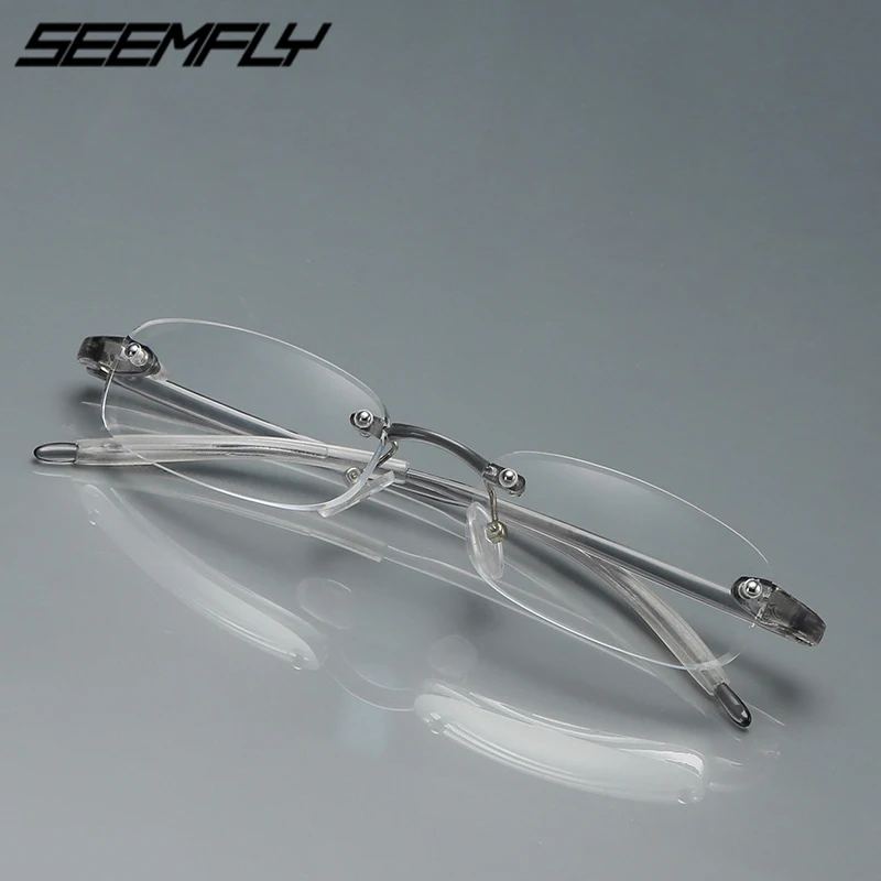 

Seemfly Transparent Reading Glasses Men Women Anti Fatigue Eyeglasses Unisex Rimless Reader TR90 Ultralight Eyewear +1.0 To +4.0