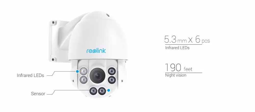 Reolink PTZ IP Camera PoE 5MP Pan/Tilt 4x Optical Zoom HD Outdoor Motorized Lens Security Cam RLC-423-5MP