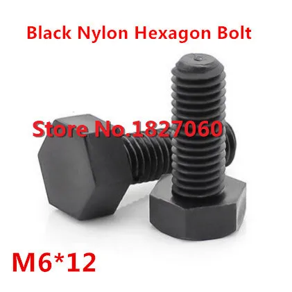 

200 Pieces M6*12 Black Nylon Hexagon Socket Bolt Plastic Hex Head Set Screw