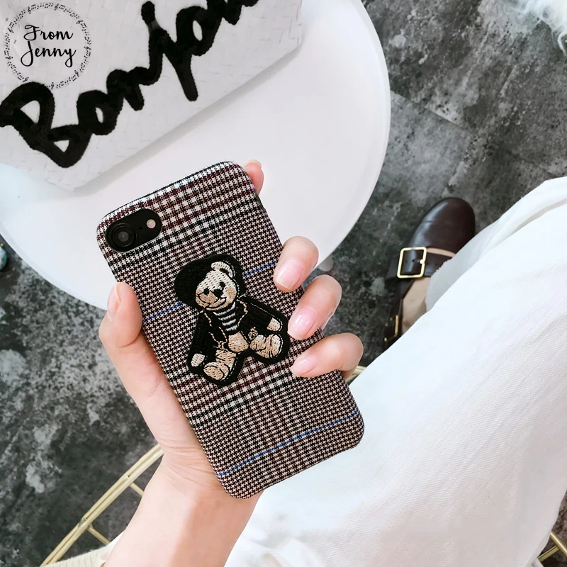 Тканевый мультяшный чехол для iPhone 7 7plus 6s 6plus 8 8plus X Bear рождественские подарки|for
