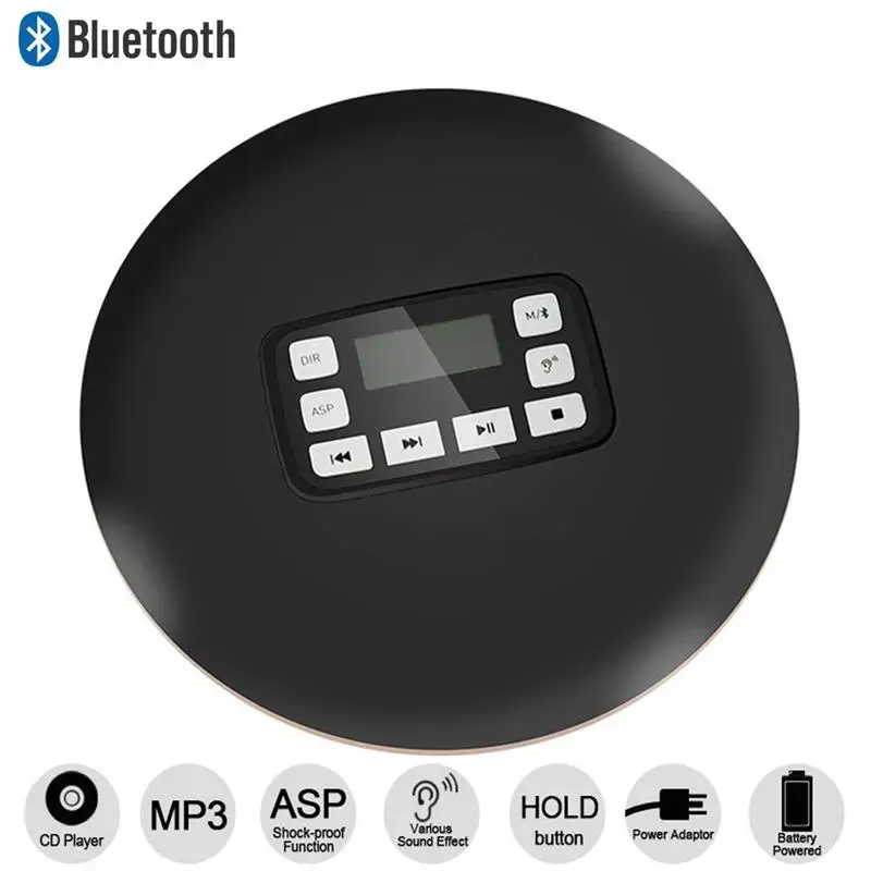Bluetooth CD плеер со светодиодным дисплеем/разъемом для наушников защита от пропуска