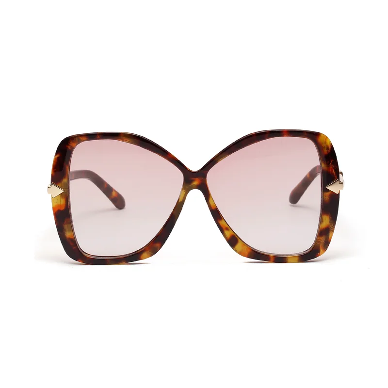 C2 Leopard Pink HBK модные кошачий глаз стрелка Стиль Солнцезащитные очки женские акриловые линзы металлическая большая рамка круг солнцезащитные очки оттенки унисекс очки UV400 - Цвет линз: C2 Leopard Pink