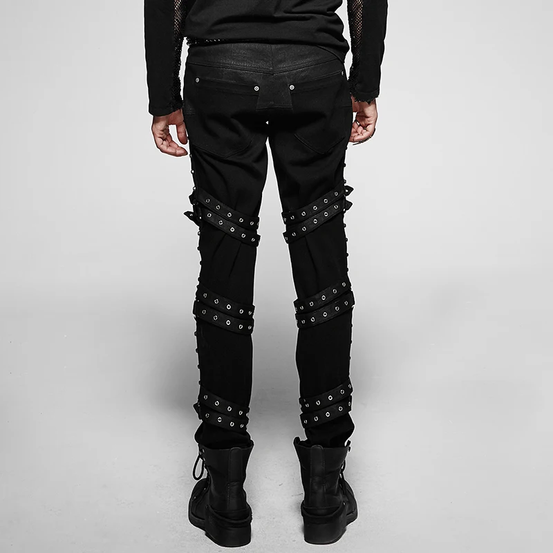 Мужские брюки-карандаш в стиле панк повседневные хлопковые эластичные Готик |